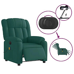 Acheter vidaXL Fauteuil de massage inclinable électrique Vert foncé Tissu