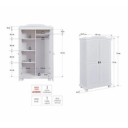 Acheter Mes Armoire 2 portes en pin massif blanc - CHAMBERY