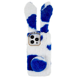 Coque en TPU lapin en peluche fait main pour votre iPhone 14 Pro Max - bleu