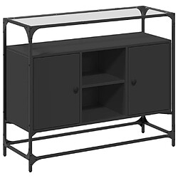 vidaXL Buffet avec dessus en verre noir 98x35x81 cm bois d'ingénierie