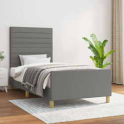 Maison Chic Lit adulte - Cadre Structure de lit avec tête de lit Contemporain Gris foncé 100x200 cm Tissu -MN78996