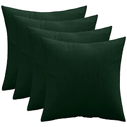 ICONIK INTERIOR Lot de 4 coussins en velours - housse et garnissage - Mesmal Vert foncé