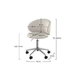 Acheter Rendez Vous Deco Chaise de bureau pivotante et réglable en tissu bouclé blanc - Aurore