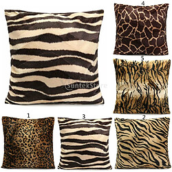 Avis 2 Pcs 45x45 cm Imprimé Animal Taie d'oreiller Leopard Zebra Canapé Voiture Housse de Coussin Un