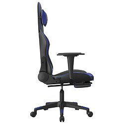 Avis vidaXL Chaise de jeu avec repose-pied Noir et bleu Similicuir