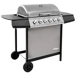 vidaXL Barbecue gril à gaz avec 6 brûleurs Noir et argenté