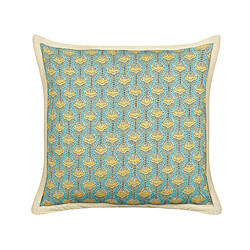 Beliani Coussin WAKEGI Coton 45 x 45 cm Floral Impression en bloc Bleu