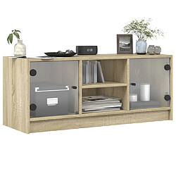 Avis vidaXL Meuble TV avec portes en verre chêne sonoma 102x37x42 cm