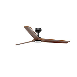 Faro Barcelona Grand ventilateur de plafond à courant continu en bois noir et foncé à LED avec moteur à moteur intelligent à courant continu 6 vitesses