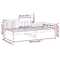 vidaXL Lit de jour sans matelas 90x200 cm bois de pin massif pas cher