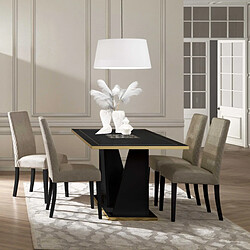 Avis Dansmamaison Table de repas 160 cm Noir brillant/Or - NAHESA