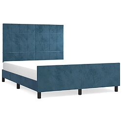 Maison Chic Cadre/structure de lit avec tête de lit pour adulte - Lit Moderne Chambre Bleu foncé 140x190 cm Velours -MN17520