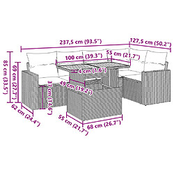 vidaXL Salon de jardin 6 pcs avec coussins gris résine tressée pas cher