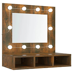 Helloshop26 Armoire à miroir avec led 60 x 31,5 x 62 cm chêne fumé 02_0006660 