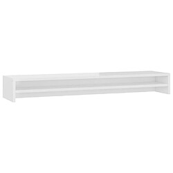 vidaXL Support de moniteur Blanc brillant 100x24x13 cm Bois ingénierie