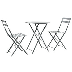 vidaXL Mobilier de bistro 3 pcs Acier Gris