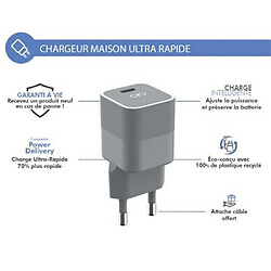 BIGBEN Chargeur maison 25W Power Delivery Garanti à vie Gris - 100% Plastique recyclé Force Power