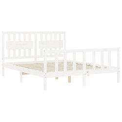 Maison Chic Lit adulte - Cadre Structure de lit avec tête de lit Contemporain blanc 160x200 cm bois massif -MN97841 pas cher