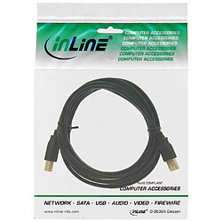 Câble USB 2.0, InLine®, A à B, noir, contacts or, 0,5m