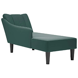 vidaXL Fauteuil long avec accoudoir droit vert foncé velours