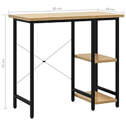 vidaXL Bureau d'ordinateur Noir et chêne clair 80x40x72cm MDF et métal pas cher