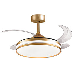 Ventilateur de plafond KEPLER doré, 4 pales escamotables, 72W LED 3000|4000|6000K, H35xP.108/50cm