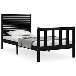 vidaXL Cadre de lit sans matelas noir bois de pin massif