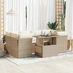 vidaXL Salon de jardin avec coussins 7 pcs beige résine tressée