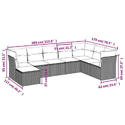 vidaXL Salon de jardin 8 pcs avec coussins marron résine tressée pas cher