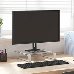 vidaXL Support de moniteur blanc 40x35x8 cm verre trempé et métal