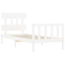 Maison Chic Lit adulte - Cadre Structure de lit avec tête de lit Contemporain blanc 90x200 cm bois massif -MN50668 pas cher