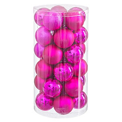 BigBuy Home Boules de Noël Fuchsia Plastique Ø 6 cm (30 Unités)