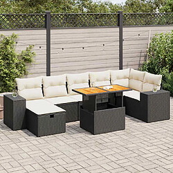 vidaXL Salon de jardin 5 pcs avec coussins noir résine tressée acacia