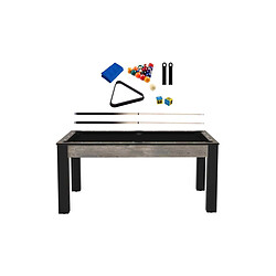 Jardindeco Billard convertible table 6 personnes Texas + pack accessoires Confort industriel et noir (tapis)