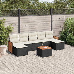 Maison Chic Ensemble Tables et chaises d'extérieur 8 pcs avec coussins,Salon de jardin noir résine tressée -GKD398334