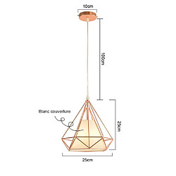 Acheter Stoex Métal Retro Lustre Suspension industrielle forme Diamant 25cm, Lampe de Plafond Abat-Jour Luminaire, Or Rose