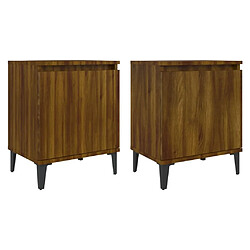 Maison Chic Lot de 2 Tables de chevet à pieds - Tables de Nuit en métal Chêne marron 40x30x50cm