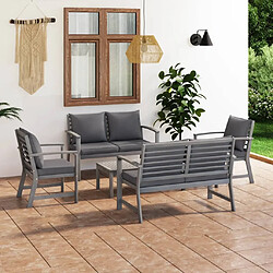 Maison Chic Salon de jardin 5 pcs - Table et chaises d'extérieur - Mobilier/Meubles de jardin Moderne avec coussin Bois d'acacia solide Gris -MN55690