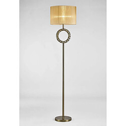 Luminaire Center Lampadaire Florence rond avec Abat jour bronze 1 Ampoule laiton antique/cristal