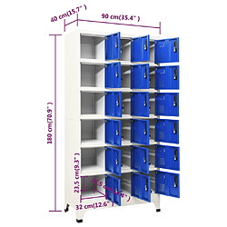 vidaXL Armoire à casiers Gris et bleu 90x40x180 cm Acier pas cher
