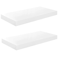 Maison Chic Lot de 2 Étagère murale flottante,Etagère de rangement Blanc brillant 50x23x3,8 cm MDF -MN31576