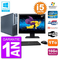 PC Lenovo M82 SFF Ecran 27" i5-3470 RAM 16Go Disque 1To Graveur DVD Wifi W7 - Occasion