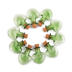 10 Pcs Mini Bouteille En Verre Coeur Pots Flacons Souhaitant Message Bouteilles De Liège Vert