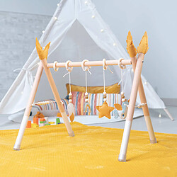 Portique d'Éveil pour Bébés Montessori Robincool Hanger 60x44x57 cm en Bois Écologique avec Pieds Antidérapants