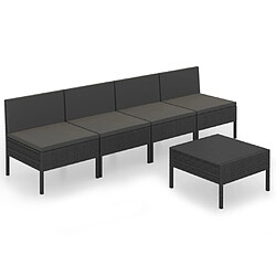 Maison Chic Salon de jardin 5 pcs + coussins - Mobilier/Meubles de jardin - Table et chaises d'extérieur Résine tressée Noir -MN15441