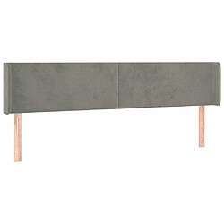 Maison Chic Tête de lit scandinave avec oreilles,meuble de chambre Gris clair 203x16x78/88 cm Velours -MN24565