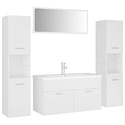 vidaXL Ensemble de meubles de salle de bain Blanc Aggloméré