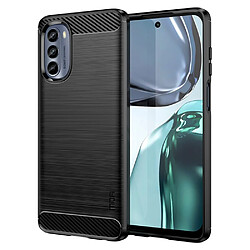 Coque en TPU MOFI anti-rayures, surface brossée, anti-chutte, texture fibre de carbone pour votre Motorola Moto G62 5G - noir