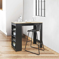 Toilinux Table de bar mange debout Cheers avec 4 niches de rangement en MDF - Noir et Marron