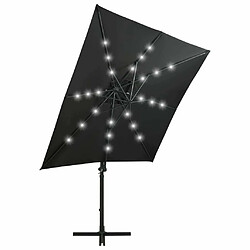 Avis Maison Chic Parasol Jardin | Parasol déporté avec mat et lumières LED Noir 250 cm - GKD56614